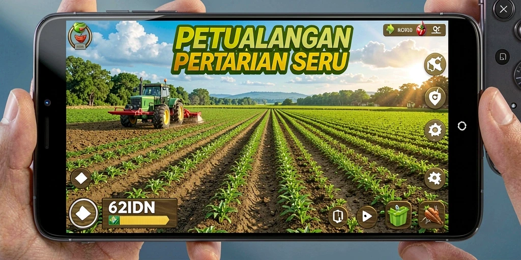 Tangkapan layar gameplay 62IDN menampilkan aktivitas bertani yang menyenangkan.