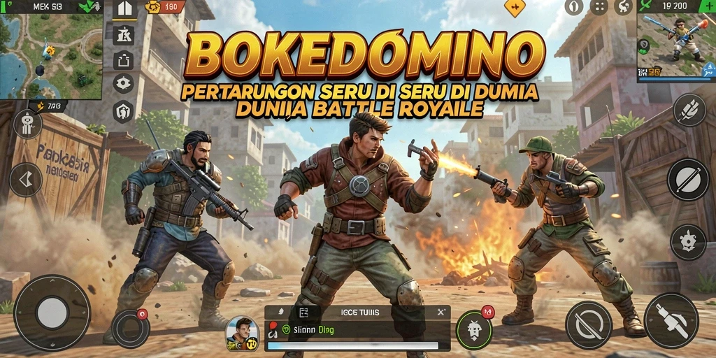 Gameplay seru BOKEDOMINO dalam arena Battle Royale.