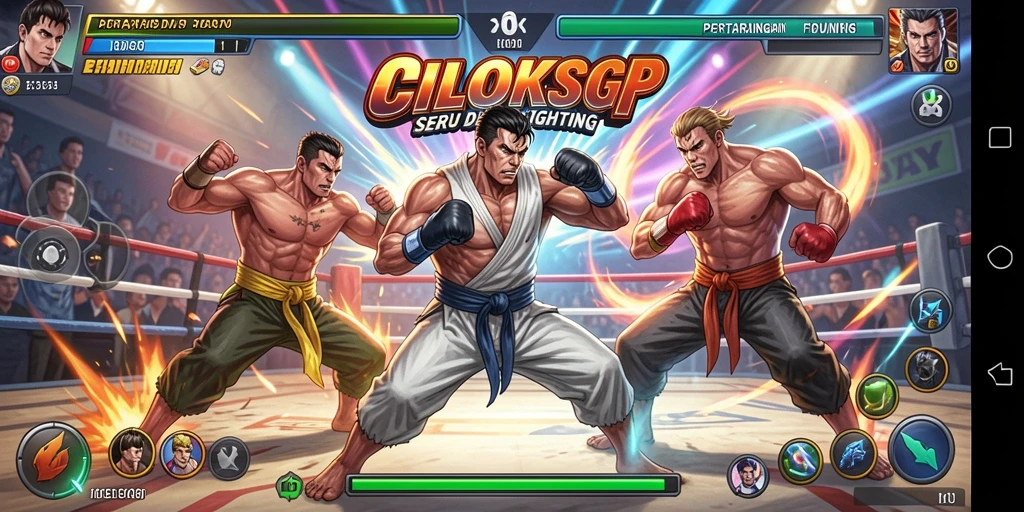 Tampilan dinamis gameplay COLOKSGP saat pertarungan berlangsung.