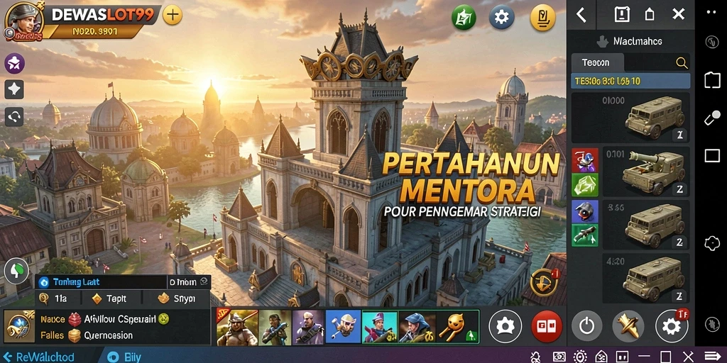 Tangkapan layar gameplay DEWASLOT99 menunjukkan pertahanan strategis yang dinamis.
