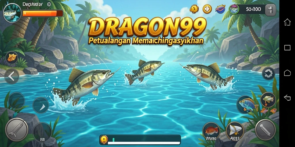 Tampilan gameplay DRAGON99 yang menampilkan aksi memancing yang seru.