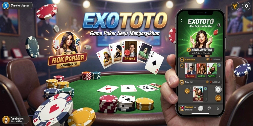 Tampilan menarik dari gameplay poker di EXOTOTO.
