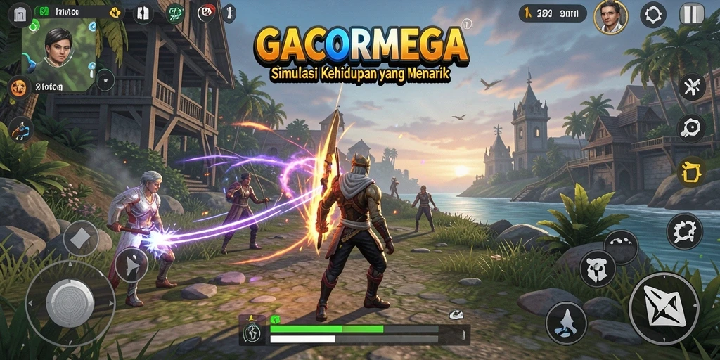 Gameplay GACORMEGA dengan berbagai aktivitas simulasi yang menarik.
