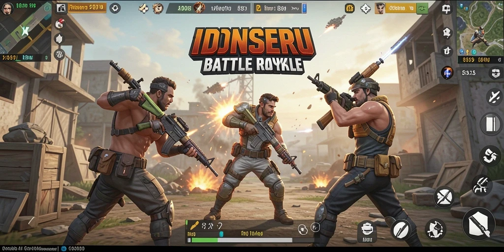 Tangkapan layar utama IDNSERU menampilkan aksi seru dalam pertarungan Battle Royale.