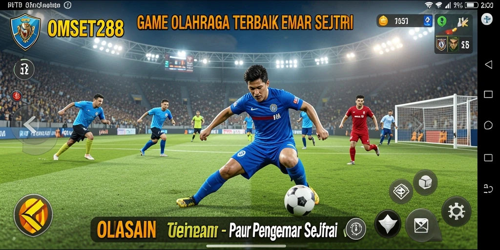 Screenshot gameplay OMSET288 menampilkan pertandingan seru olahraga.