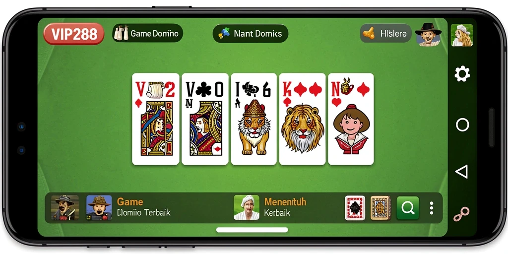 Tampilan gameplay menarik dari VIP288 dengan suasana bermain Domino.