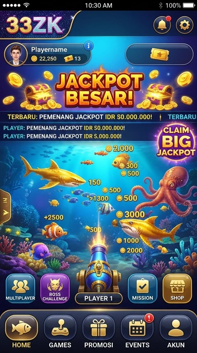 Tampilan beranda aplikasi 33zk yang menarik.
